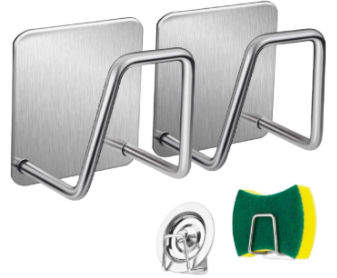 Radhha Stainless Steel Self-Adhesive Sponge Holder – Wall Mount Kitchen Sink Organizer Rack